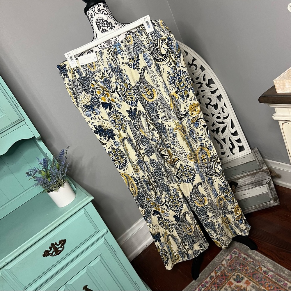 Maurices Paisley High Rise Wide Leg Pant NWT Boho Beach Resort Vacation - Picture 9 of 13